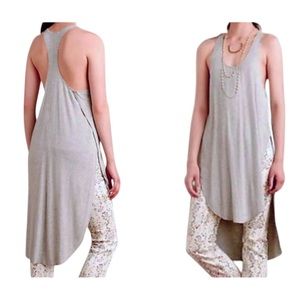 Anthropologie Racerback Tunic Tank Small 2 4 Grey SOFT Rib Knit Cover Up Comfy